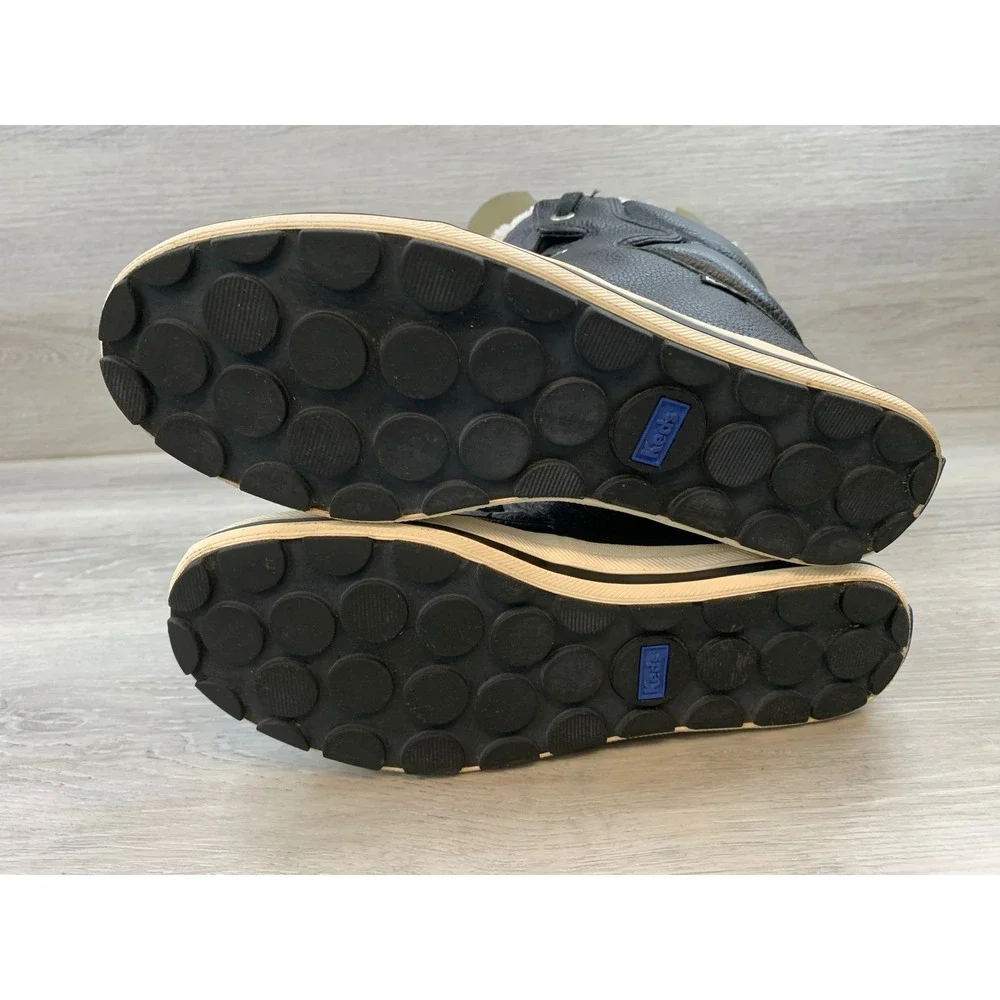 Keds Women's Black Leather Faux Fur Lined Winter Boot 8.5 Casual Shoes